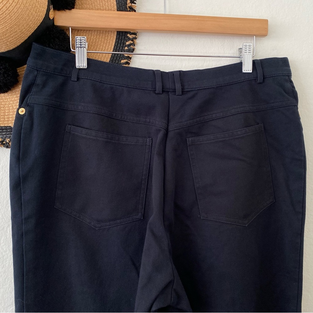 Vintage St. John Sport High Waisted Black Straight Leg Pants Gold Hardware - Picture 4 of 13